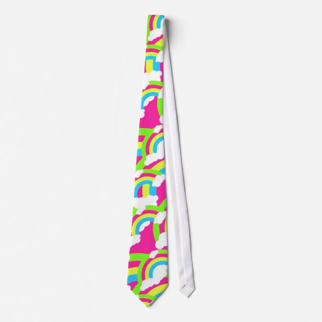 Hot Pink Rainbow Pattern Tie (Front)