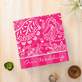 Hot Pink Raspberry Wedding Memory Album 3 Ring Binder