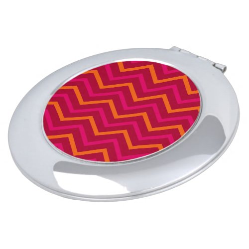 Hot Pink Red And Orange Chevron Pattern  Mirror