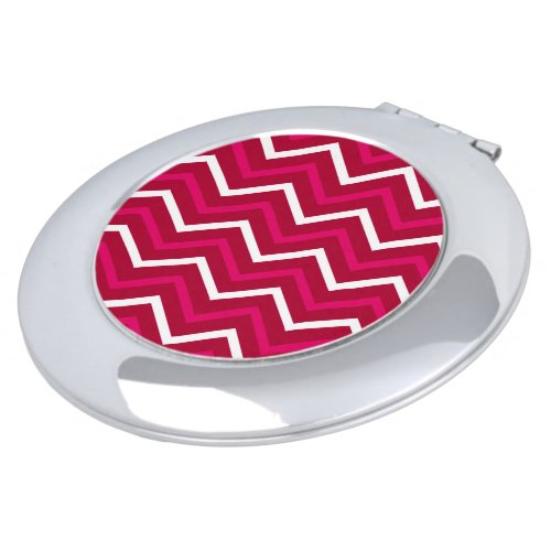 Hot Pink Red And White Chevron Pattern  Mirror