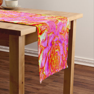 Hot Pink, Red and Yellow Succulent Sedum Rosette Short Table Runner