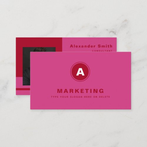 Hot Pink Red Business Marketing Professional Photo Business Card