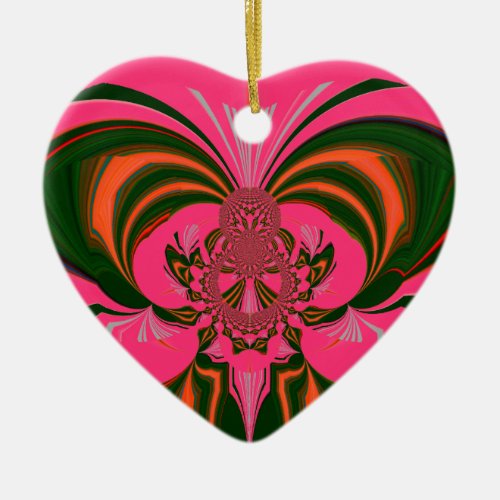 Hot Pink Red Golden Green Ceramic Ornament