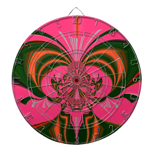 Hot Pink Red Golden Green Dart Board (Front)