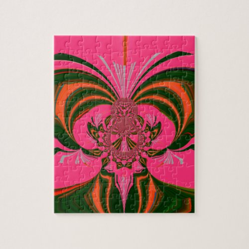 Hot Pink Red Golden Green Jigsaw Puzzle