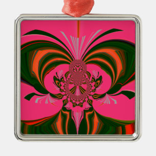 Hot Pink Red Golden Green Metal Ornament
