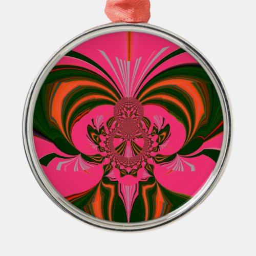 Hot Pink Red Golden Green Metal Ornament