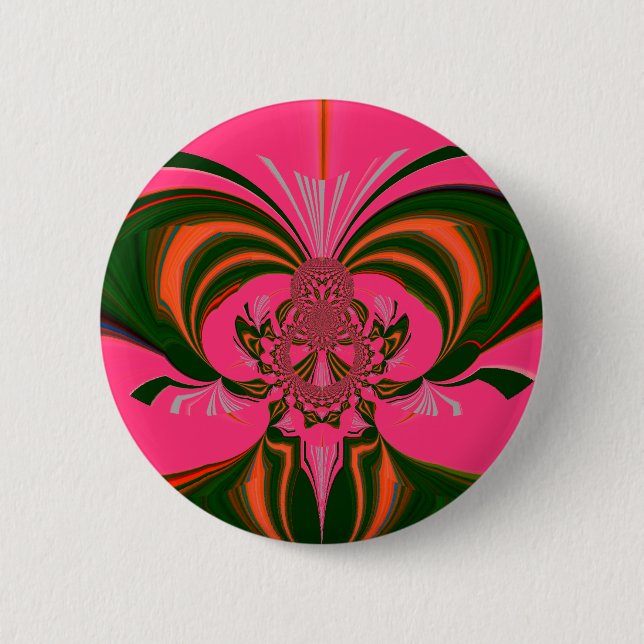 Hot Pink Red Golden Green Pinback Button (Front)