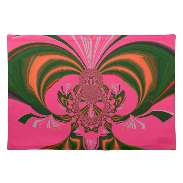 Hot Pink Red Golden Green Placemat (Front)