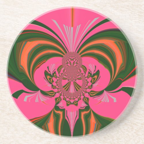 Hot Pink Red Golden Green Sandstone Coaster