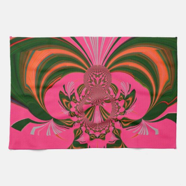 Hot Pink Red Golden Green Towel (Horizontal)