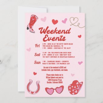 Hot Pink Red Last Rodeo Bachelorette Invitation | Zazzle