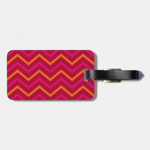 Hot Pink Red  Orange Chevron Pattern Luggage Tag