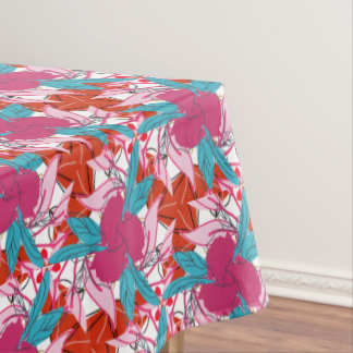 Hot Pink Red Turquoise Floral Print Pattern Tablecloth