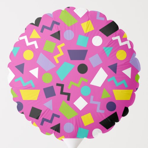 Hot Pink Retro 80s Confetti Colorful Geometrical Balloon