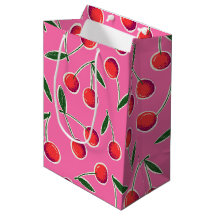 Hot Pink Retro Berry Cherry Birthday Gift Bag
