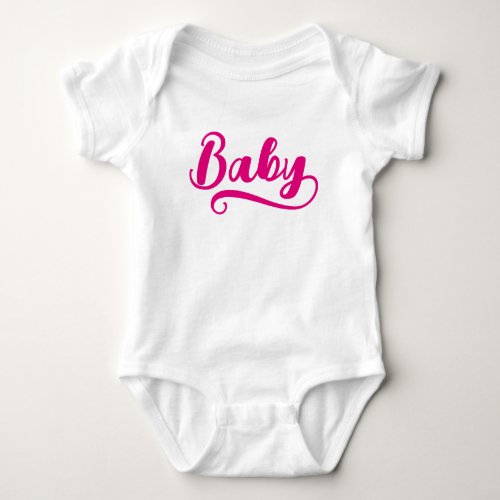 Hot Pink Retro Brush Script Baby Bodysuit