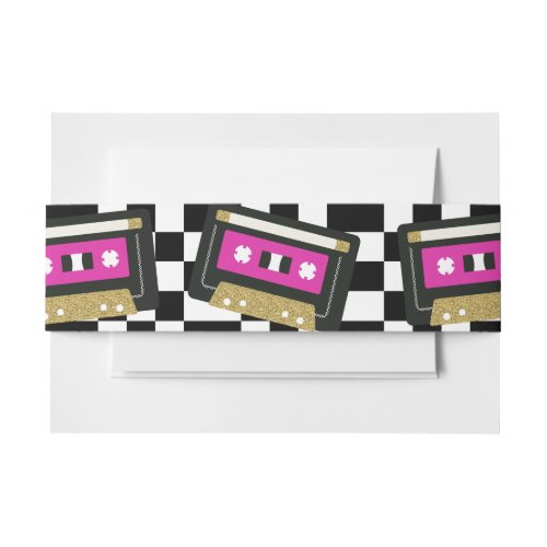 Hot Pink Retro Cassette Mixtape Invitation Belly Band