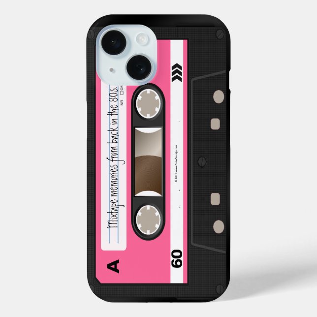 Hot Pink Retro Cassette Tape Personalized Case (Back)