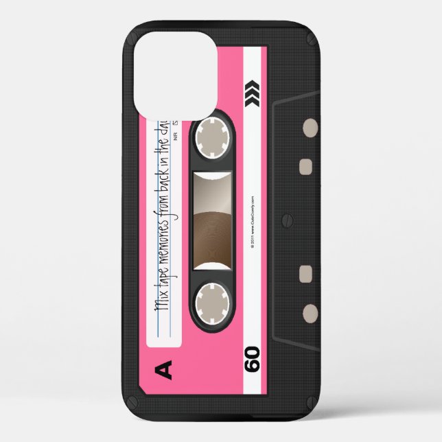 Hot Pink Retro Cassette Tape Personalized Case (Back)