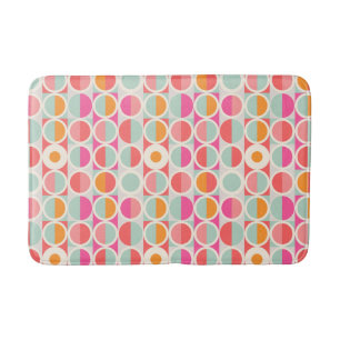 Hot Pink Retro Circle Pattern Bath Mat