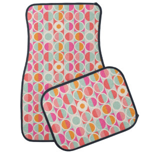 Hot Pink Retro Circle Pattern Car Floor Mat
