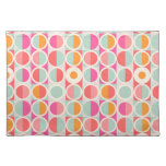 Hot Pink Retro Circle Pattern Cloth Placemat