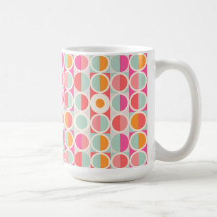 Hot Pink Retro Circle Pattern Coffee Mug
