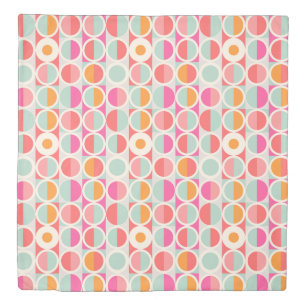Hot Pink Retro Circle Pattern Duvet Cover