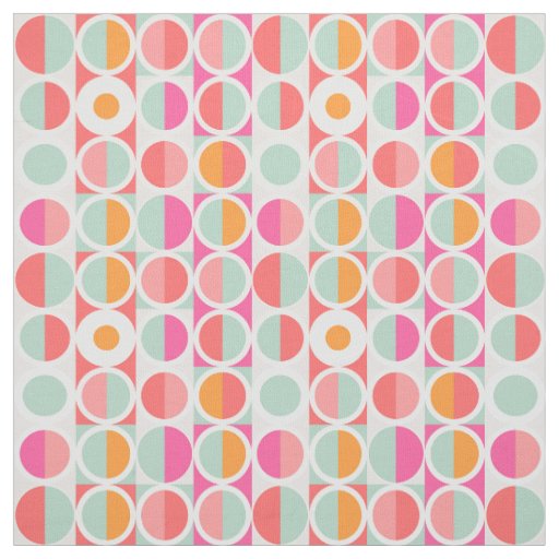Hot Pink Retro Circle Pattern Fabric