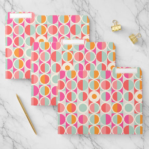Hot Pink Retro Circle Pattern File Folder