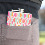 Hot Pink Retro Circle Pattern Flask