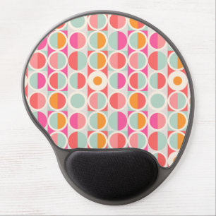 Hot Pink Retro Circle Pattern Gel Mouse Pad