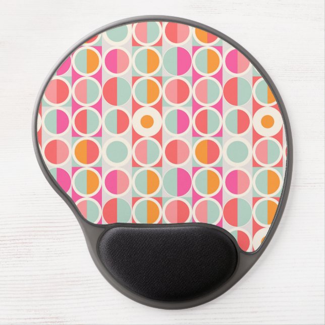 Hot Pink Retro Circle Pattern Gel Mouse Pad (Front)