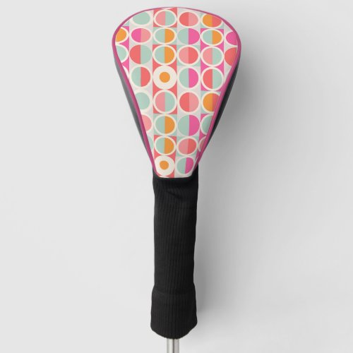 Hot Pink Retro Circle Pattern Golf Head Cover