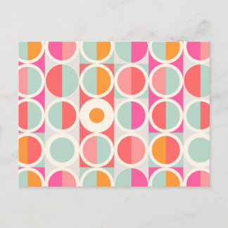 Hot Pink Retro Circle Pattern Holiday Postcard