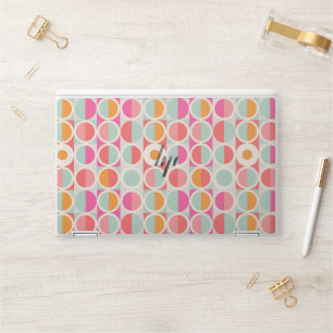 Hot Pink Retro Circle Pattern HP Laptop Skin