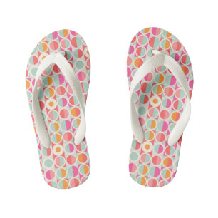 Hot Pink Retro Circle Pattern Kid's Flip Flops