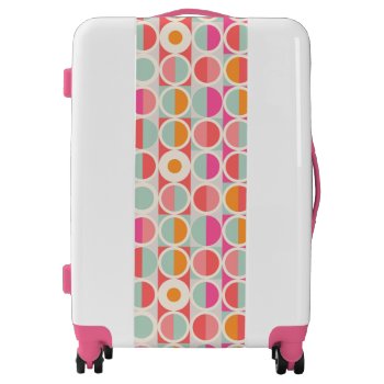 Hot Pink Retro Circle Pattern Luggage by trendzilla at Zazzle