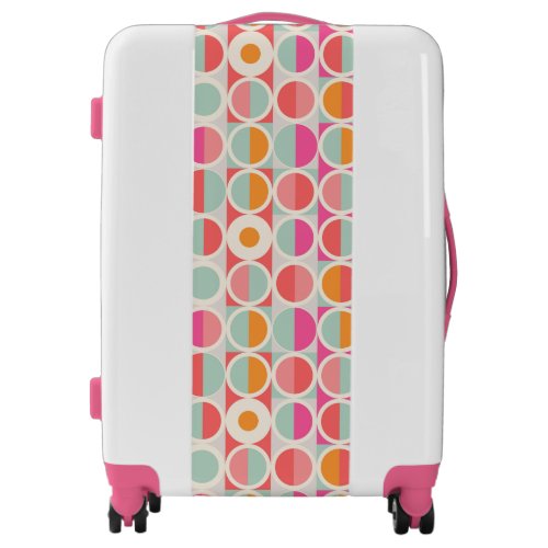 Hot Pink Retro Circle Pattern Luggage