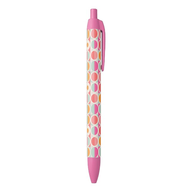 Hot Pink Retro Circle Pattern Pen (Bottom (Vertical))