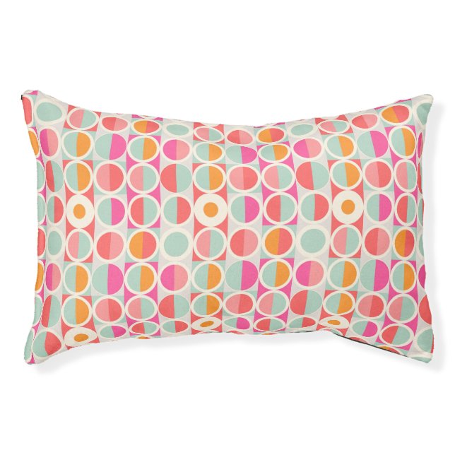 Hot Pink Retro Circle Pattern Pet Bed (Front)