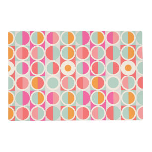Hot Pink Retro Circle Pattern Placemat