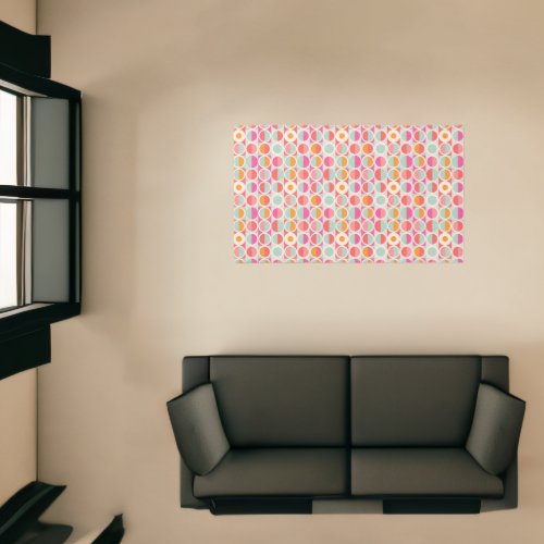 Hot Pink Retro Circle Pattern Rug