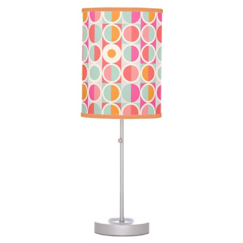 Hot Pink Retro Circle Pattern Table Lamp