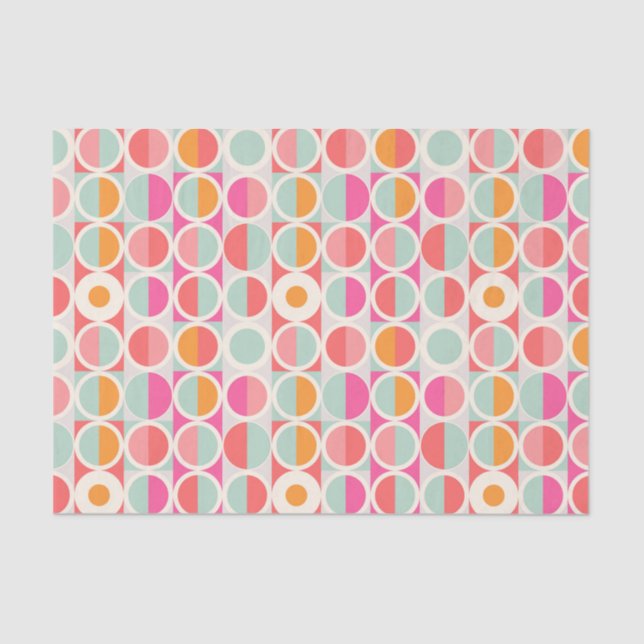 Hot Pink Retro Circle Pattern Tissue Paper (Front)