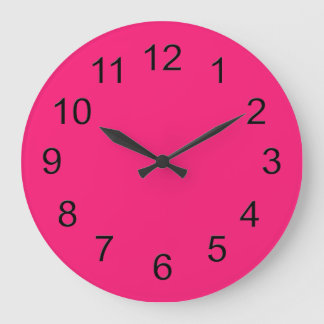 Hot Pink Retro Colorful Modern Solid Color Large Clock