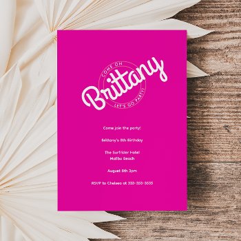 Hot Pink Retro Dolly Let's Go Party! by freshpaperie at Zazzle