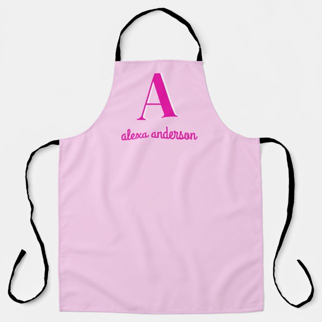 Hot Pink Retro Dolly Monogram Apron (Front)