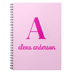 Hot Pink Retro Dolly Monogram Notebook